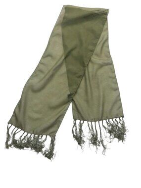 Sage Green Sheer Skinny Scarf Evening Wrap Satin Fringe Boho Wedding Guest India